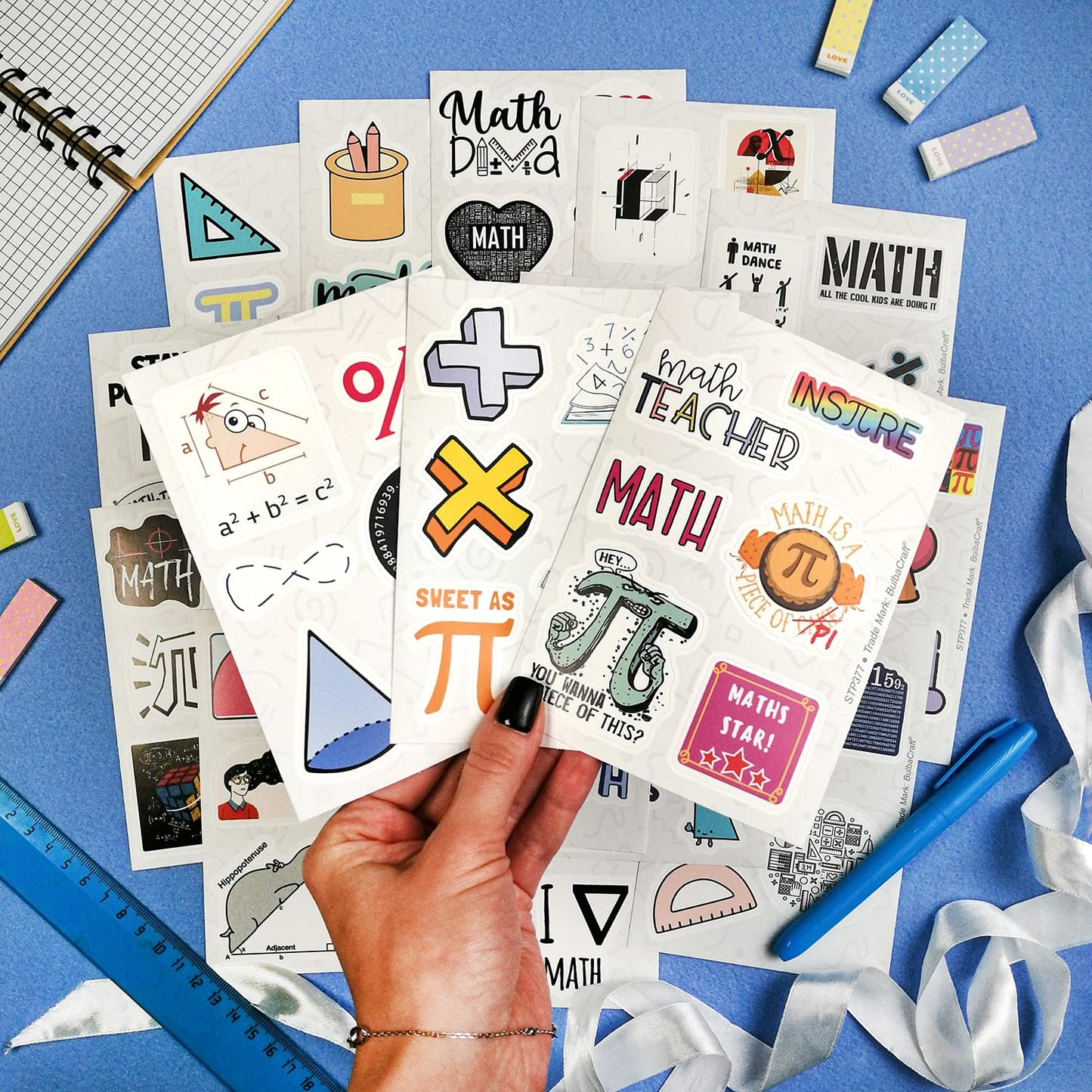 BulbaCraft BulbaCraft 100Pcs Small Math Stickers - Funny Math Gifts for Women and Men, Mathematics Gifts for Women & Men