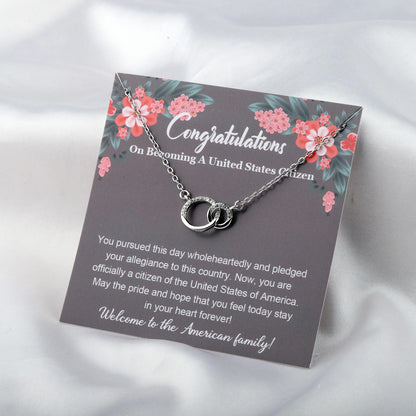 BLEOUK Citizenship Necklace New Citizen Jewelry Gift Immigration Gift For Women Citizenship Naturalization Ceremony Gifts