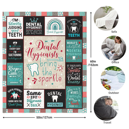ZWERIVP Dental Hygienist Gifts for Women, Gifts for Dental Hygienist, Dental Hygiene Present, Dental hygien Birthday Present for Women, Dental Hygienet Appreciation Throw Blanket 60"X50"