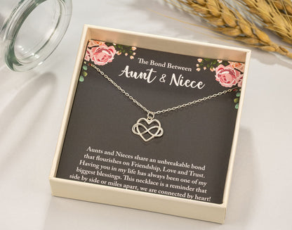 RareLove Aunt Gifts - Niece Gifts from Auntie 925 Sterling Silver Tiny Infinity Heart Necklaces for Women,Aunt Niece Necklace