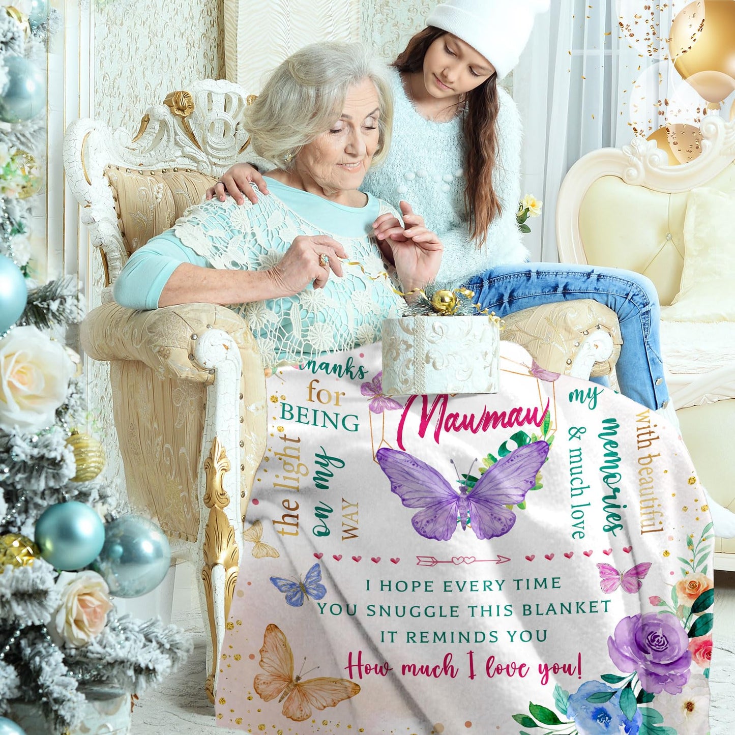 Mothers Day Mawmaw Gifts Blanket 60"x 50", Birthday Gift for Mawmaw, Maw Maw Gifts for Mother's Day/Birthday, Best Mawmaw Ever Presents, Mawmaw Presents for Grandma from Grandkids