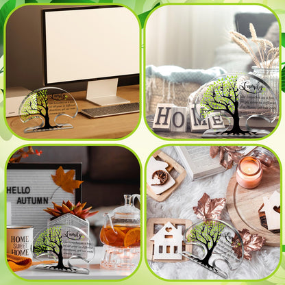 Jetec Family Reunion Gifts Tree Shaped Acrylic Keepsake Plaque Inspirational Desk Signs Heartwarming Family Members Gifts for Home Office Desk Shelf Table Decor