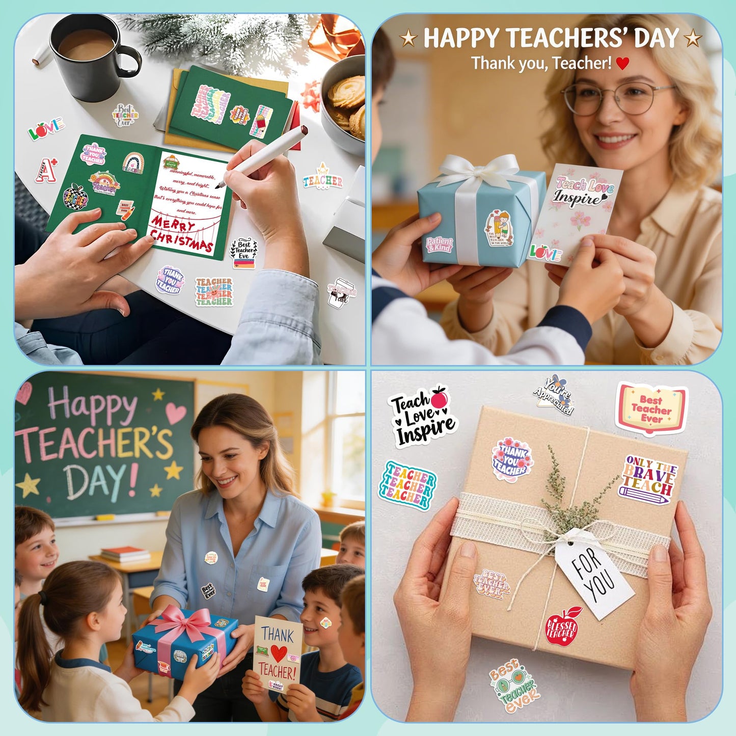 Teacher Appreciation Gifts – 100 PCS Funny Teacher Stickers | Teacher Appreciation Decorations - Teacher Must Haves Supplies Stuff Essentials Games Toys Gifts for School Classroom Students