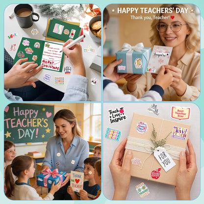 Teacher Appreciation Gifts – 100 PCS Funny Teacher Stickers | Teacher Appreciation Decorations - Teacher Must Haves Supplies Stuff Essentials Games Toys Gifts for School Classroom Students