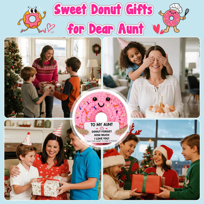 Aunt Birthday Gifts for Women - to My Aunt, Small Cute Funny Handmade Crochet Donut Christmas Mother's Day Birthday Gifts for Best Aunts Aunty Auntie Ever from Niece Nephew
