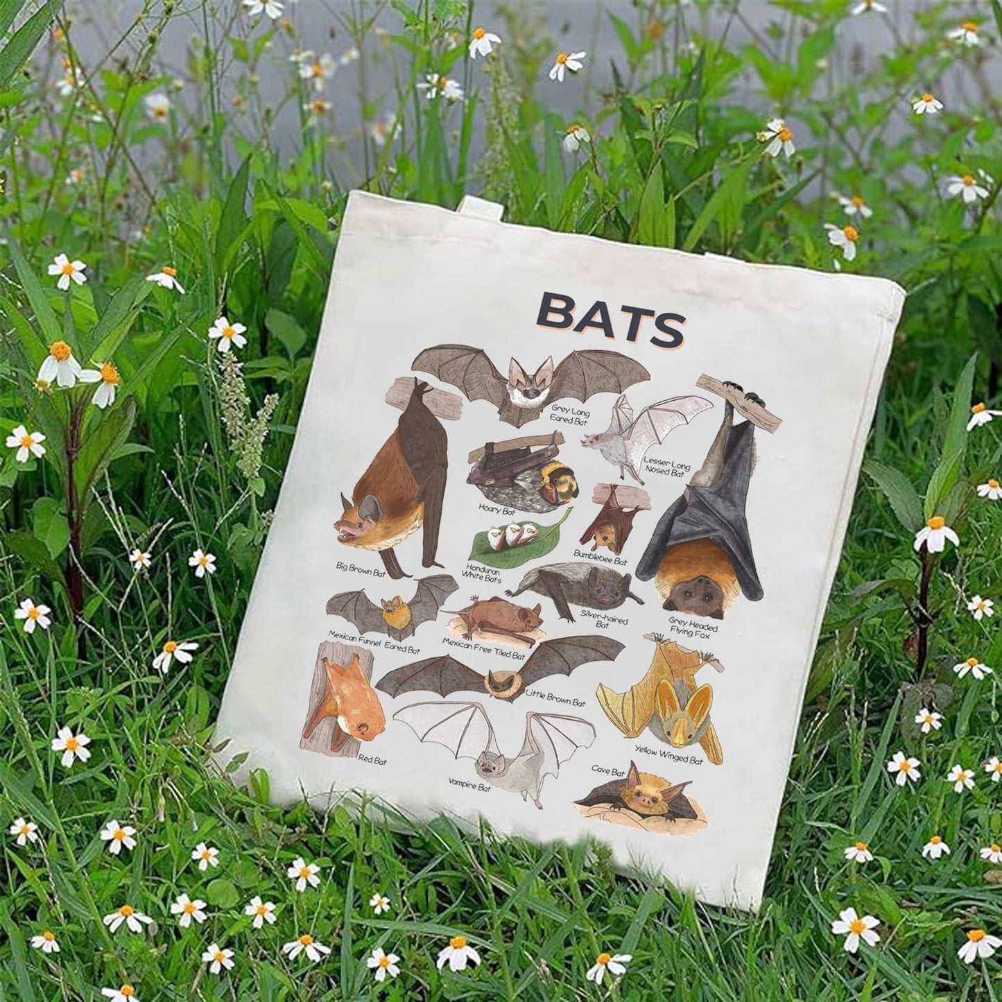 G2TUP Funny Bats Species Tote Bag Bat Lovers Gifts Bat Themed Shopping Grocery Bag Bats Animal Merchandise