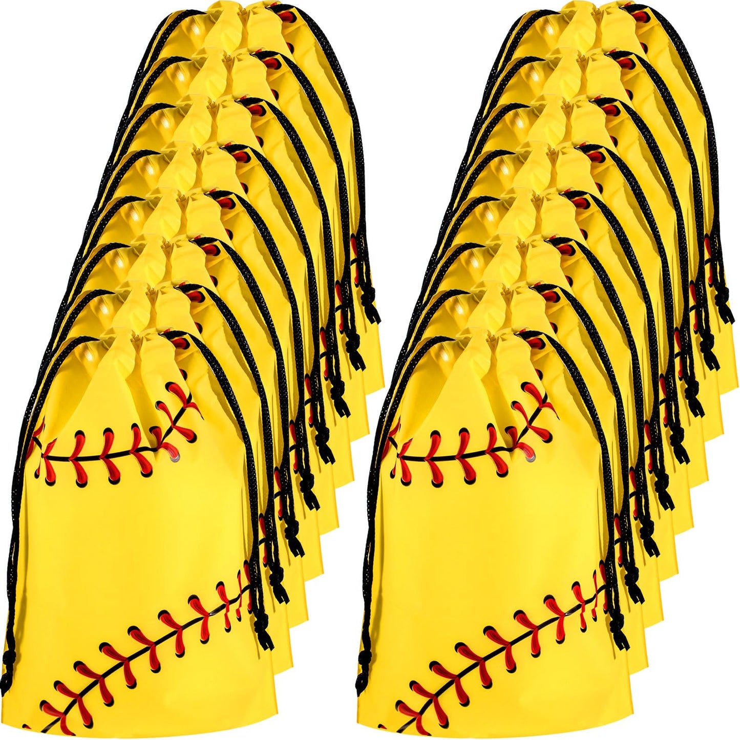 Silkfly 50 Pack Softball Snack Drawstring Bags Small Snack Plastic Goodie Gift Bags Party Favor for Sport Party Supplies, 6 x 8 Inch