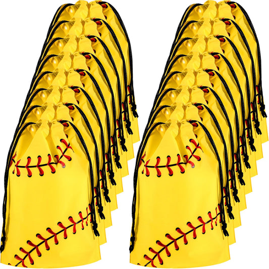 Silkfly 50 Pack Softball Snack Drawstring Bags Small Snack Plastic Goodie Gift Bags Party Favor for Sport Party Supplies, 6 x 8 Inch