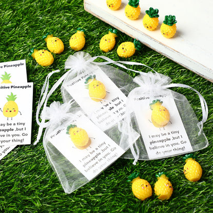30 Sets Positive Pineapple Gift Bulk Inspirational Support Card Resin Cute Realistic Pineapple for Coworker End of Year Employee Teacher Back to School Gift