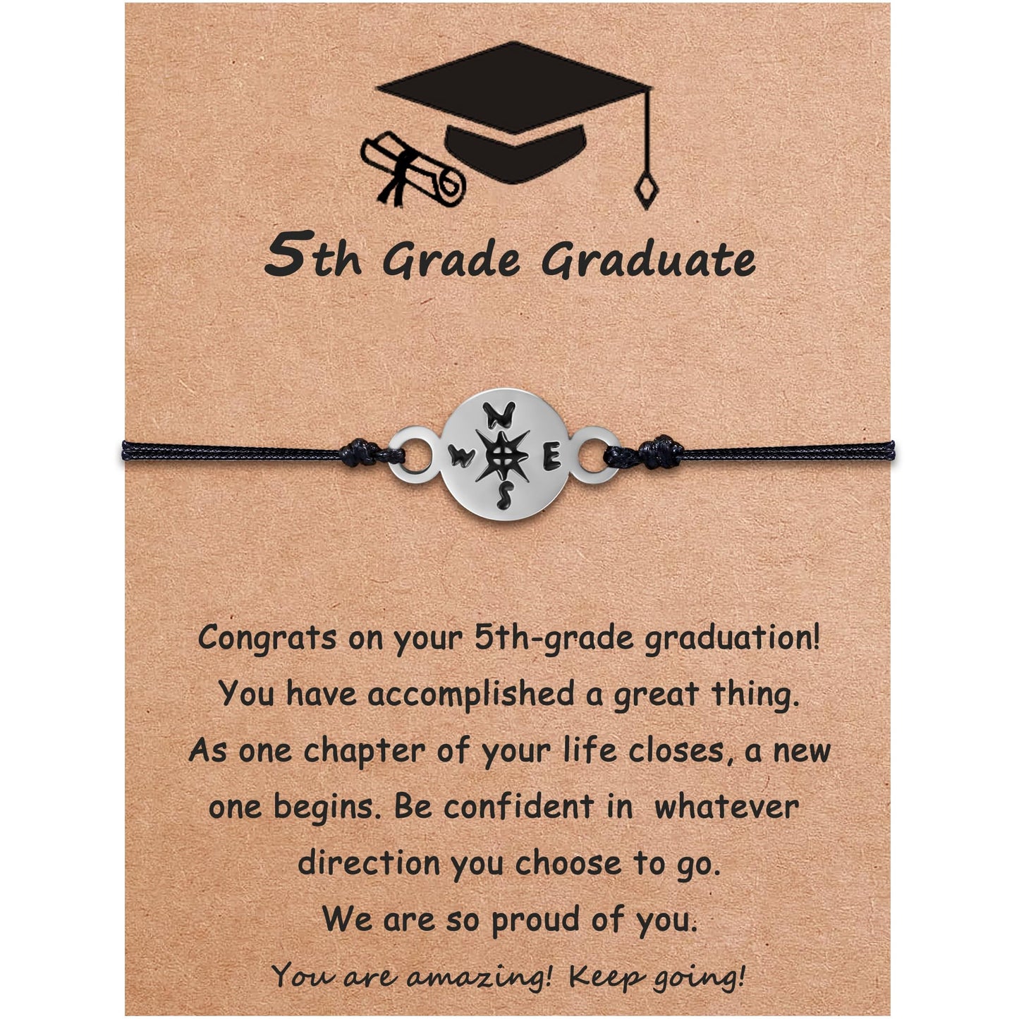 SmileBelle Graduation Bracelet as 5th 8th Grade Graduation Gifts for Boys Girls, Kindergarten Grad Graduations Gifts, Fifth Eighth Grad Gift Nurse Graduations Gift for Women, Compass Bracelets as Class of 2026