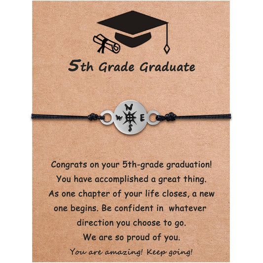 SmileBelle Graduation Bracelet as 5th 8th Grade Graduation Gifts for Boys Girls, Kindergarten Grad Graduations Gifts, Fifth Eighth Grad Gift Nurse Graduations Gift for Women, Compass Bracelets as Class of 2026