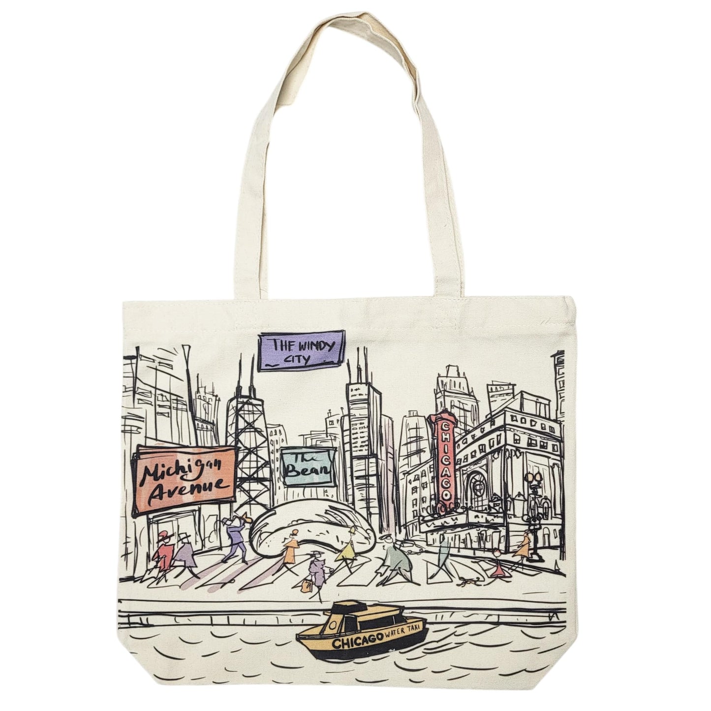Cities Around the World Artwork Tote Bag Series- Designed in the USA, 17"x14", Double Sided Print, Souvenir & Gift