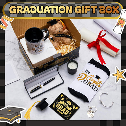 Tenceur 2026 Graduation Gift Set for Him Her Congrats Favor Basket Grad Box Bear Sock Bracelet Mini Graduation Hat for School(Black)