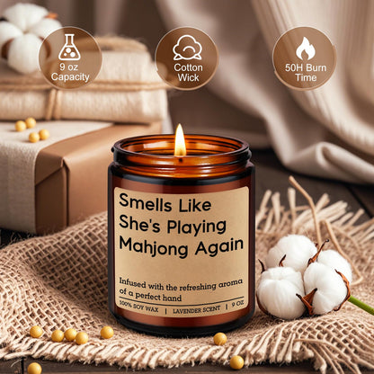 LEADO Funny Playing Mahjong Candle, Mahjong Gifts for Women - Mah Jongg Accessories, Gifts for Mahjongg Players & Lovers - Mahjongg Party Supplies, Birthday Decorations for Friend, Hostess, Mom, Girls