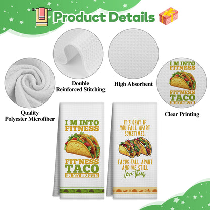 Taco Kitchen Decorative Dish Towels Set of 2,Funny Kitchen Accessories,Hostess Taco Tuesday Gift,Best Housewarming Gifts 2025,New Home Gift Ideas,Mexican Thanksgiving Decor Hand Towels