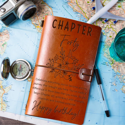 PRSTENLY 40th Birthday Gifts for Women Her, 140 Page Refillable Leather Journal 40 Year Old Birthday Gift for Women, Funny 40 Bday Gifts for Wife Daughter Sisters Friends Daughter In law Female