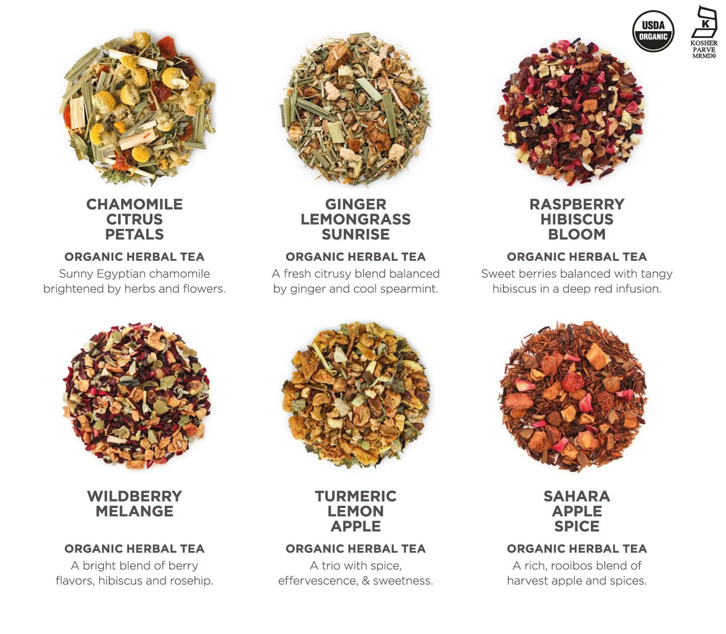 Teabloom Organic Herbal Oasis Pyramid Tea Presentation Box, 12 Assorted Herbal Tea Blends, USDA Certified Organic Whole-Leaf Pyramid Tea Sachets