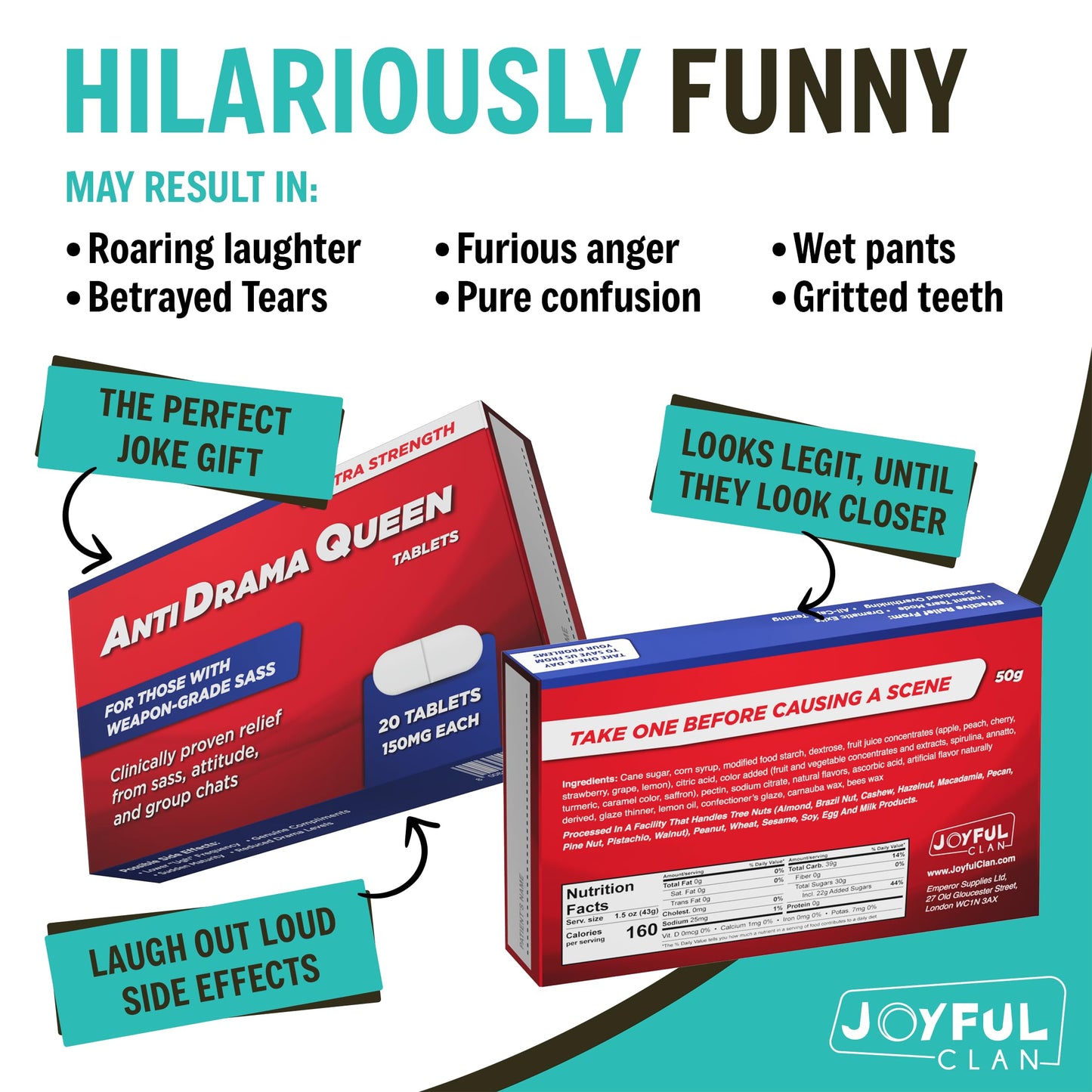Anti Drama Queen Funny Gifts for Women or Teens, Jelly Bean Candy Prank Pill Box, Birthday Gift for Best Friend, Sister, Coworker, Teen Girl Gifts
