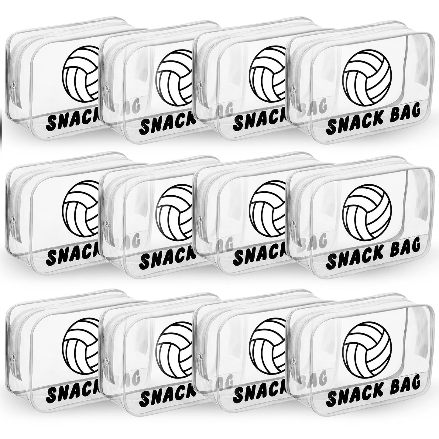 12 Pcs Volleyball Snack Bags for Team Gifts Volleyball Goodie Treat Candy Pouch Bags Clear PVC Waterproof with Zipper Party Favors for Team Ground Birthday Gifts Sport Supplies