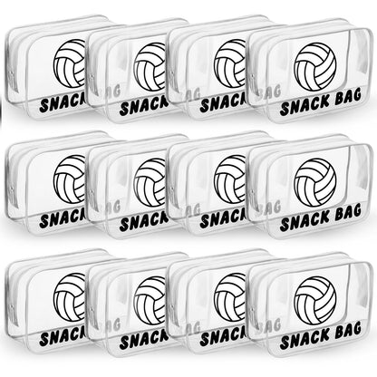 12 Pcs Volleyball Snack Bags for Team Gifts Volleyball Goodie Treat Candy Pouch Bags Clear PVC Waterproof with Zipper Party Favors for Team Ground Birthday Gifts Sport Supplies