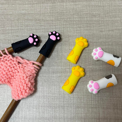 SPANSEE 6 PCS Cat Paw Knitting Needles Stoppers, Knitting Needle Point Protectors, Stitch Stopper, Needle Minder, Knitting Accessories, Knitting Supplies fit Size 11-17 (8mm-12.75mm) Needles