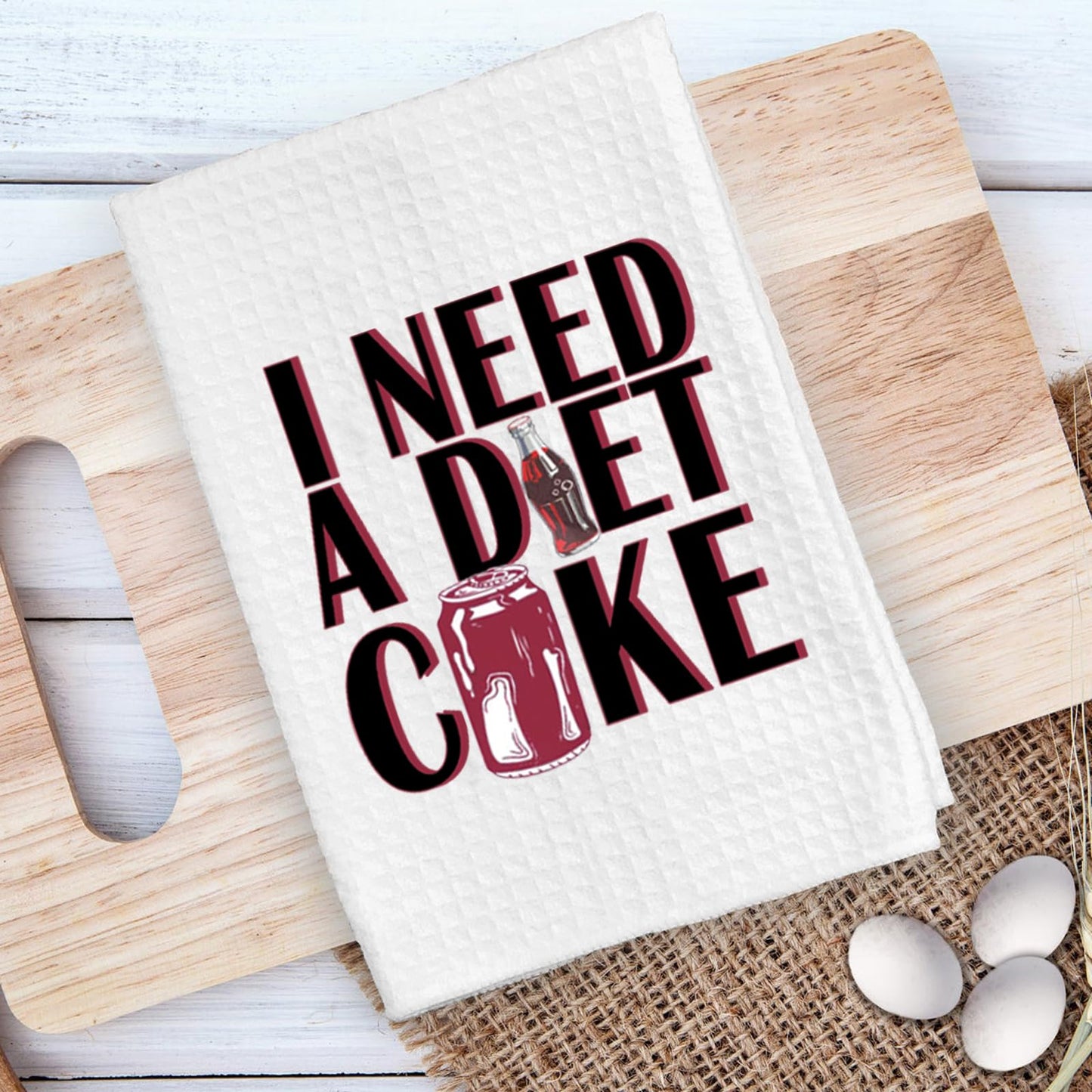 ZJXHPO Diet Drinks Kitchen Towel - Waffle Weave, Polyester/Polyamide Blend, 16"x24", Need Diet Towel