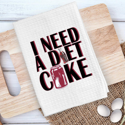 ZJXHPO Diet Drinks Kitchen Towel - Waffle Weave, Polyester/Polyamide Blend, 16"x24", Need Diet Towel