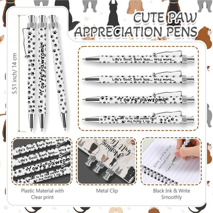 Eaasty 10 Set End of Year Vet Tech Gifts Veterinary Technician Spiral Notebooks with Paw Ballpoint Pen Vet Tech Appreciation Gift for Graduation Veterinary Assistant Nurse Doctor Dog Lover