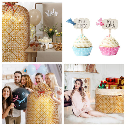 Leinuosen 2 Pcs 70 Inches Jumbo Gift Bag Large Golden Plastic Gift Bag Extra Large Wedding Bag Oversized Gift Bags with Ropes for Bachelorette Parties Bridal Showers Baby Shower (Texture)
