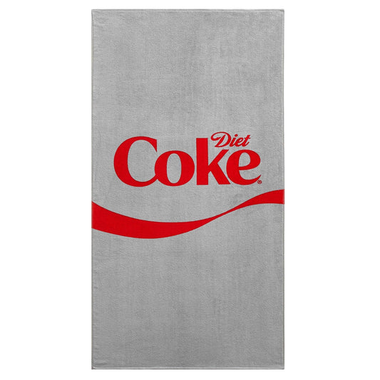 Diet Coke Logo Beach Towel,30"x60" Large Gray Bath Towel with Red Script Design, Soft Cotton Rich Pool & Beach Towel