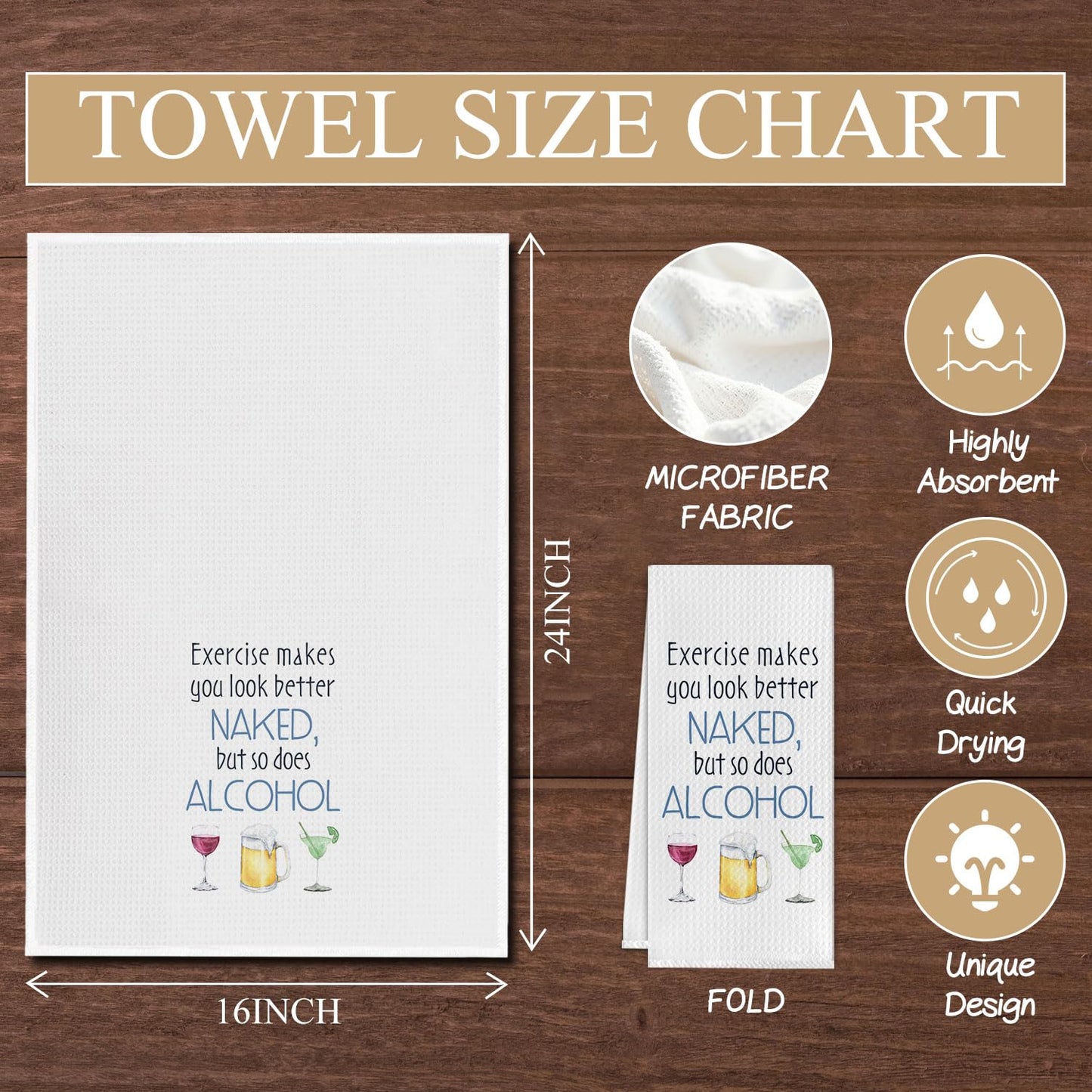 Alcohol Gifts Kitchen Towels, Alcohol Gifts for Women Dish Tea Bar Towels for Kitchen Bar Cart Decor, Bartender Gift Decorative Hand Towels, 16x24 Inch