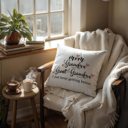 new mom Gifts,mom Grandma Great Grandma Throw Pillow Covers case 18x18,Pregnancy Announcement Gifts