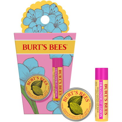 Burt's Bees Gifts Ideas - Spring Surprise Set, Dragonfruit Lemon Lip Balm and Lemon Butter Cuticle Cream, Natural Origin Lip Moisturizer With Responsibly Sourced Beeswax, 2 Count