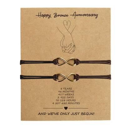 Glowvibe Bronze 8th Anniversary Wedding Gifts,Matching Bracelets For Couple 8th Anniversary Present for Him and Her Bracelets Infinity Knot