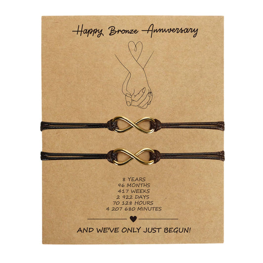 Glowvibe Bronze 8th Anniversary Wedding Gifts,Matching Bracelets For Couple 8th Anniversary Present for Him and Her Bracelets Infinity Knot