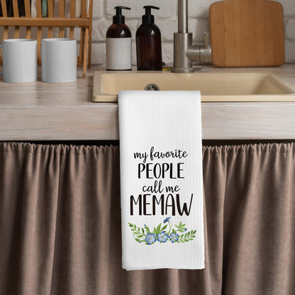 Memaw Gifts Kitchen Towels - Grandma Gifts from Grandkids Dish Towels, Rustic Grandma Mothers Day Birthday Decorative Absorbent Dishcloths Hand Towel for Kitchen Decor 16x24 Inches