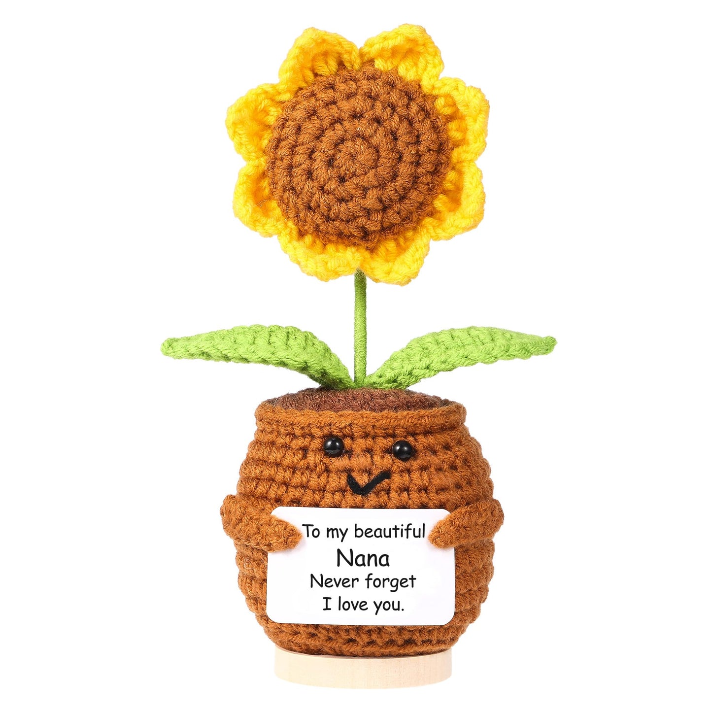 Lamyba Nana Gifts for Christmas or Birthday, Crochet Sunflower Decor with Message Card, Natural Stone Adjustable Nana Bracelet and Keychain Set, Mothers Day Grandma Gifts for Nana Women