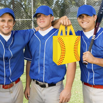 Hxezoc 12 Pieces Softball Gift Bags with Handle, Reusable Non Woven Treat Goodie Bag Sport Favor Bags For Softball Theme Birthday Party Decoration Supplies
