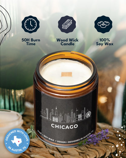 Chicago Candle, Chicago Souvenirs Gifts for Women & Men, Unique City Themed Candles for New Home, Best Sentimental Souvenir Gifts Ideas Moving Away, Home Sick, Birthday, Christmas, Gift-Ready