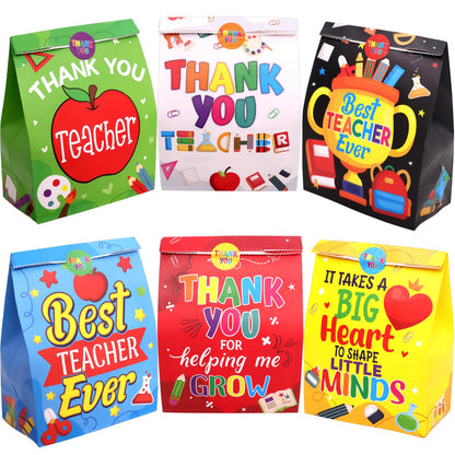 Fancy Land Teacher Appreciation Gift Bags 18 Pcs Thank You Teachers Goody Bags Party Favor Paper Bright Colorful