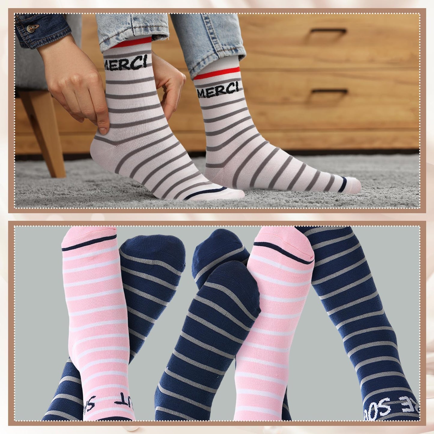 Glitopper 12 Pairs French Socks for Women Men Novelty French Language Sock Paris Gift for Traveler France Lover US Size 6-12