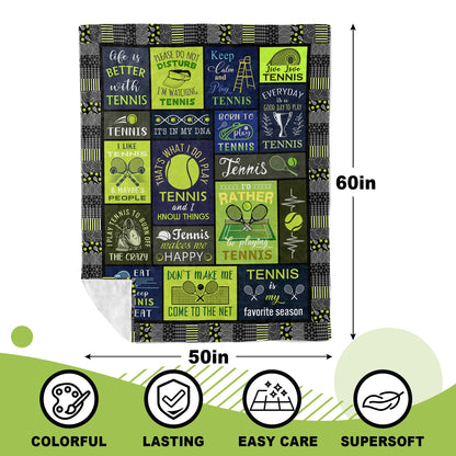 Unique Tennis Gifts Women/Men/Girls/Boys, Funny Tennis Players/Lover Gift Ideas, Tennis Accesories/Stuff for Party, Tennis Themed Soft Blanket 50'' x 60''