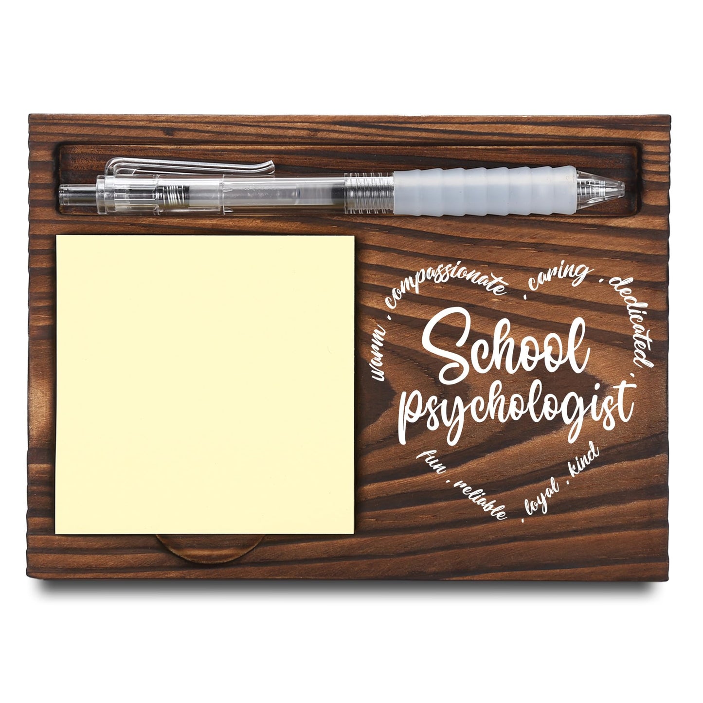 School Psychologist Gifts, School Psychologist Appreciation Gifts, Thank You Gifts, Sticky Note Holder, Post-it Note Dispenser for Desk, Wooden Post-it Note & Pen Holder 6.5" x 4.7" - FTA109