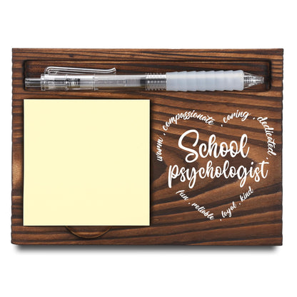 School Psychologist Gifts, School Psychologist Appreciation Gifts, Thank You Gifts, Sticky Note Holder, Post-it Note Dispenser for Desk, Wooden Post-it Note & Pen Holder 6.5" x 4.7" - FTA109