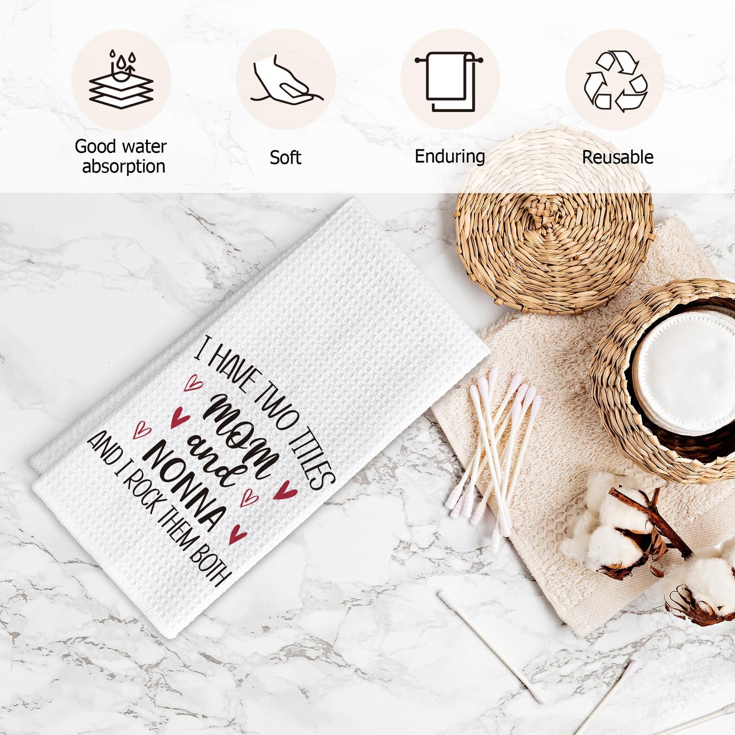 Nonna Gifts Kitchen Towels - Best Grandma Gifts for Christmas from Grandkids Hand Towel for Bathroom, I Have Two Titles Mom and Nonna Hand Tea Towel for Bathroom Kitchen, 16x24inch
