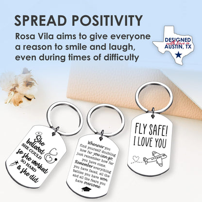 Rosa Vila Work Anniversary Keychain, Employee Gift for Work Anniversary, Coworker, 1-Year, 5-Year, 10-Year, 20-Year