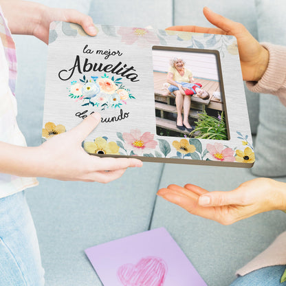 Abuela Spanish Picture Frame Gifts for Grandma, La Mejor Abuelita Del Mundo Spanish Wooden Picture Frames, 4x6 inch Photo