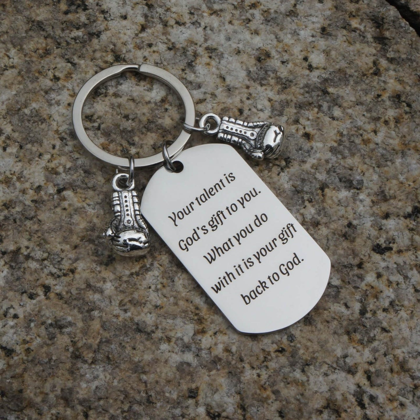 Inspirational Boxing Glove Keychain - Steel Appreciation Keepsake & Memorial Gift for Coach, Trainer, Colleague, Enthusiasts