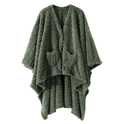 Wearable Blanket Sherpa Fleece Shawl Blanket with Pockets Blanket Poncho Cape for Adults, Cozy Shawl TV Throw Blankets