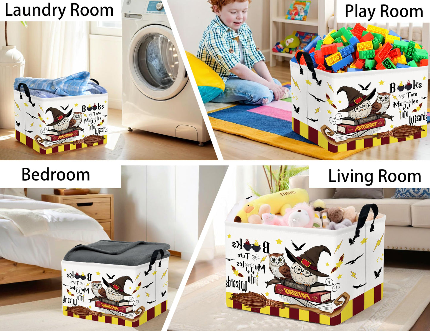 Large Magic Nursery Baby Basket Collapsible Kids Toy Storage Bin Gift Box Room Decor (Brown Owl)